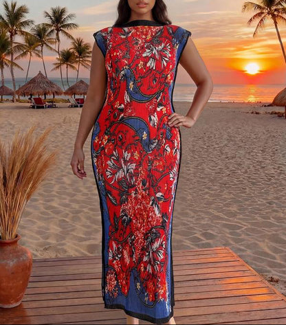 Women's Elegant Animal Print Long Dress Set